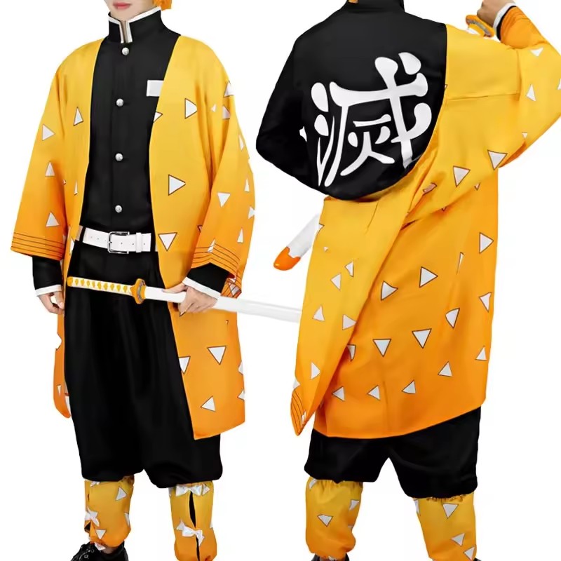 Model Kit Demon Slayer - Anime Agatsuma Zenitsu Cosplay Kostümü peruk